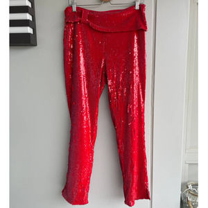 INC International Concepts red sequin holiday party unique cropped pants